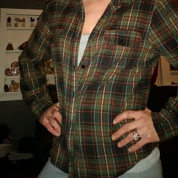 keren hart Tops - Medium Plaid Flannel Shirt Country
